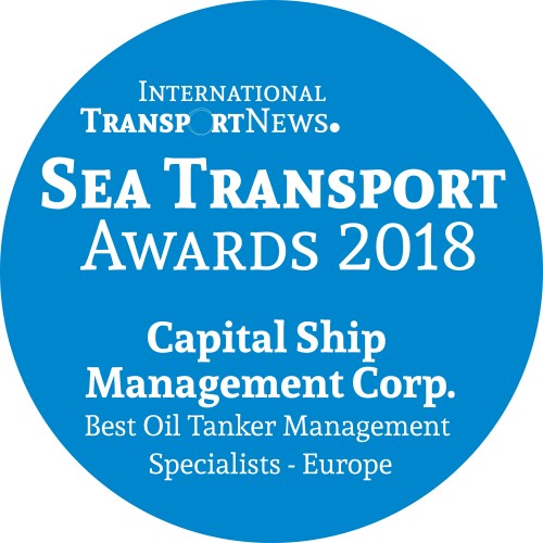 Capital Ship Management Corp. is Awarded the “Best Oil Tanker Management Specialists – Europe” Sea Transport Award 2018