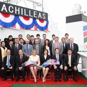 Delivery ceremony of M/T Achilleas at Universal Shipbuilding Corporation at the Ariake Shipyard in Japan on June 25, 2010.