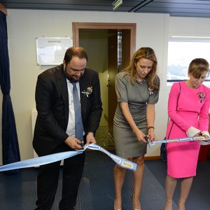 Delivery ceremony of M/V ‘Akadimos’ at Daewoo-Mangalia Heavy Industries S.A., Romania on June 5, 2015, in the presence of Mr. Vangelis Marinakis. The vessel is under time charter to CMA CGM. For the duration of its charter the vessel has been renamed to ‘CMA CGM Amazon’.