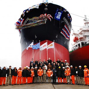Delivery ceremony of M/T Alexandros II at STX Shipbuilding Co., Ltd;, South Korea on January 29, 2008. The vessel is under bareboat charter to OSG. For the duration of the charter it has been renamed to ‘Overseas Serifos’.