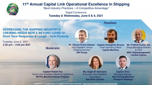 Capital Link 11th Annual Operational Excellence in Shipping Forum “Addressing the Shipping Industry's Crewing Needs Now & Beyond Covid-19”.