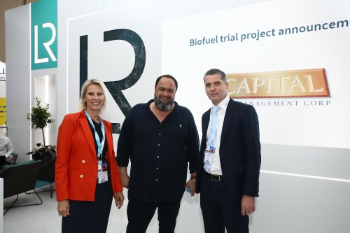 Evangelos Marinakis, Chairman, Capital Maritime & Trading with Mark Darley, Marine & Offshore Director, LR and Philippa Charlton, Chief Marketing Officer, LR