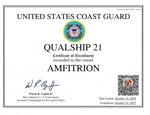 M/T 'Amfitrion' Enrolls in the USCG Qualship 21 Program